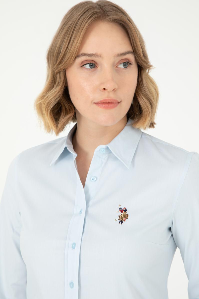 Kadın Açık Mavi Uzun Kollu Basic Gömlek