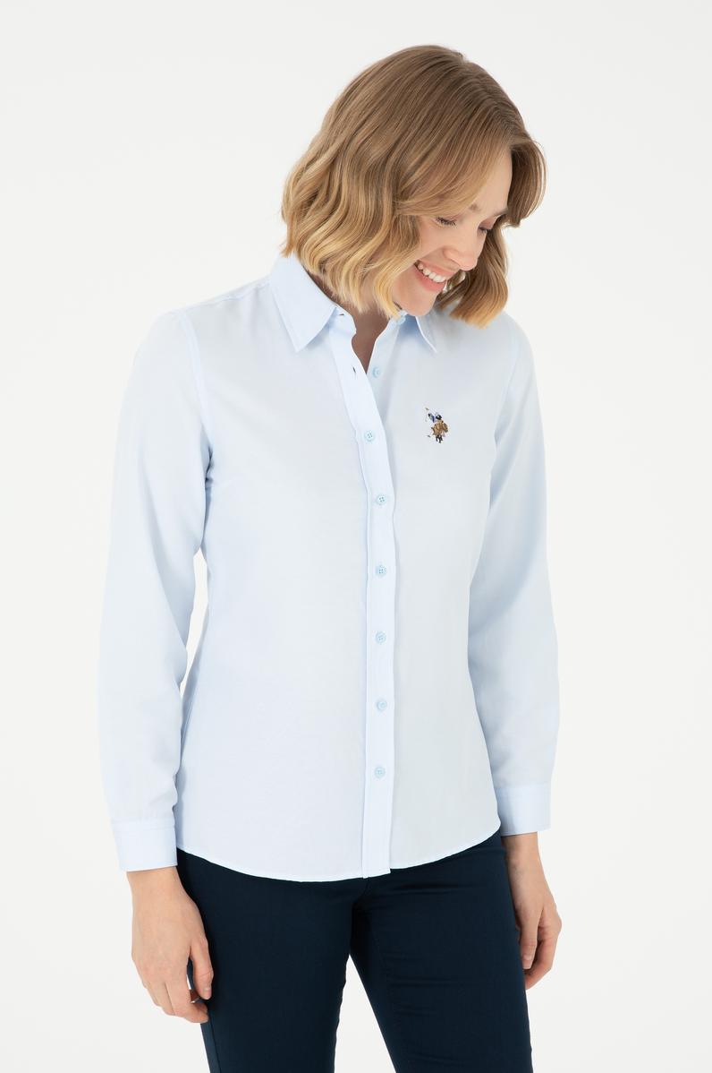 Kadın Açık Mavi Uzun Kollu Basic Gömlek