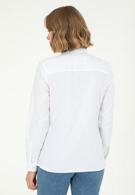 Kadın Beyaz Uzun Kollu Basic Gömlek - 50297839015