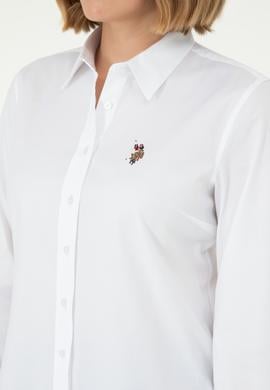 Kadın Beyaz Uzun Kollu Basic Gömlek - 50297839015