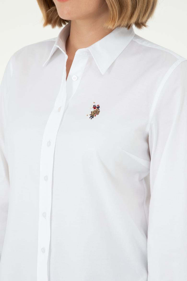 Kadın Beyaz Uzun Kollu Basic Gömlek - 50297839015