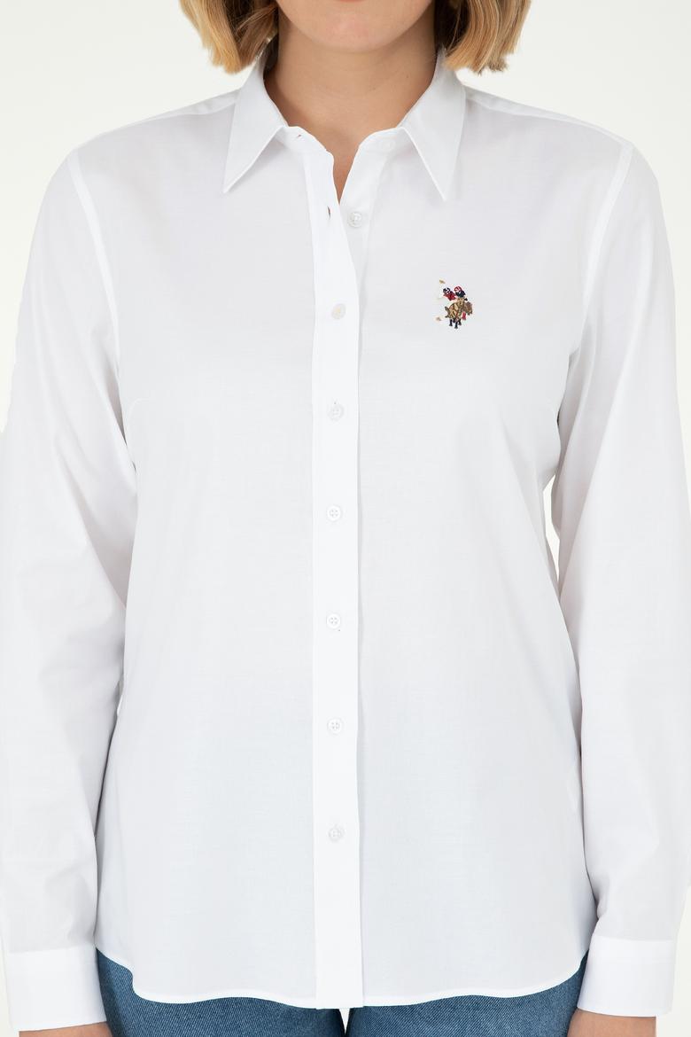 Kadın Beyaz Uzun Kollu Basic Gömlek - 50297839015