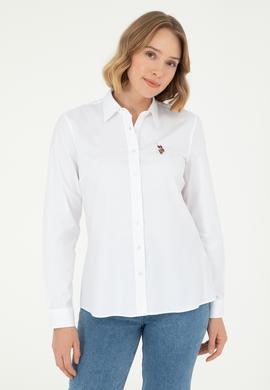 Kadın Beyaz Uzun Kollu Basic Gömlek - 50297839015