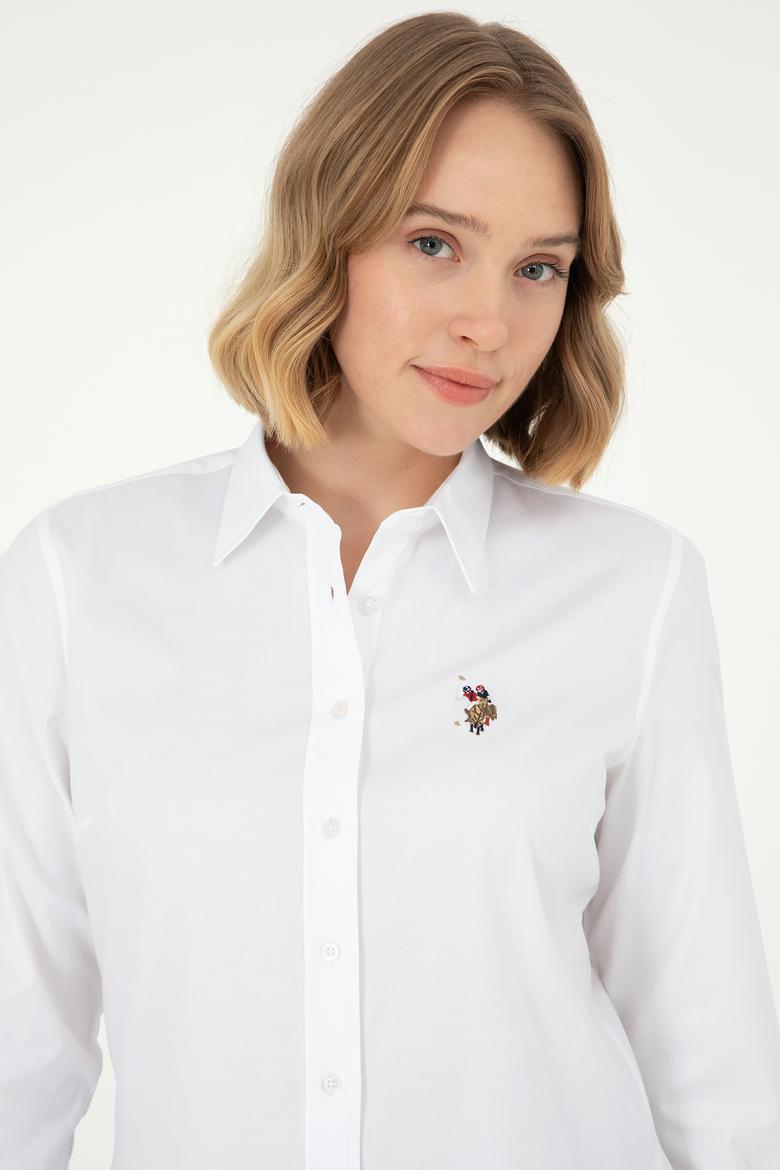 Kadın Beyaz Uzun Kollu Basic Gömlek - 50297839015