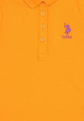 Kız Çocuk Turuncu Polo Yaka Örme Elbise - 50288076081