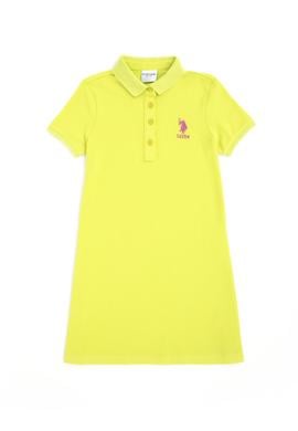 Kız Çocuk Fıstık Yeşili Polo Yaka Örme Elbise - 50288076093