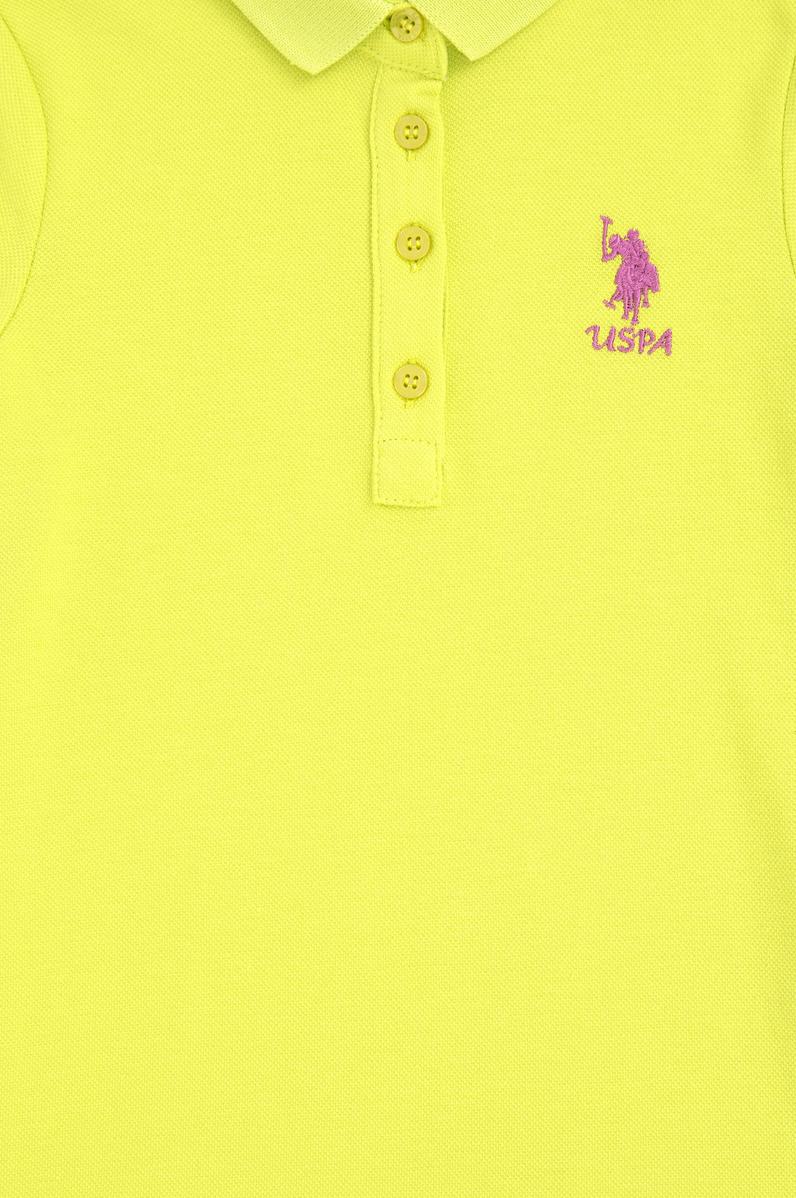 Kız Çocuk Fıstık Yeşili Polo Yaka Örme Elbise