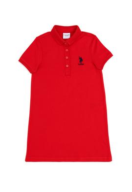Kız Çocuk Kırmızı Polo Yaka Örme Elbise - 50288076118