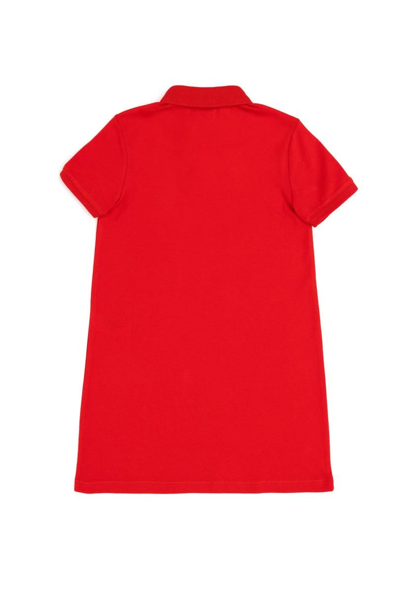 Kız Çocuk Kırmızı Polo Yaka Örme Elbise