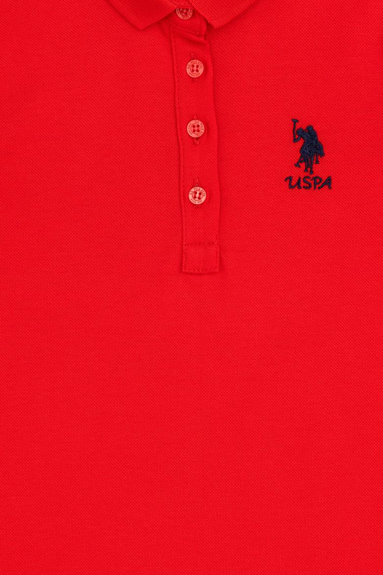 Kız Çocuk Kırmızı Polo Yaka Örme Elbise - 50288076118