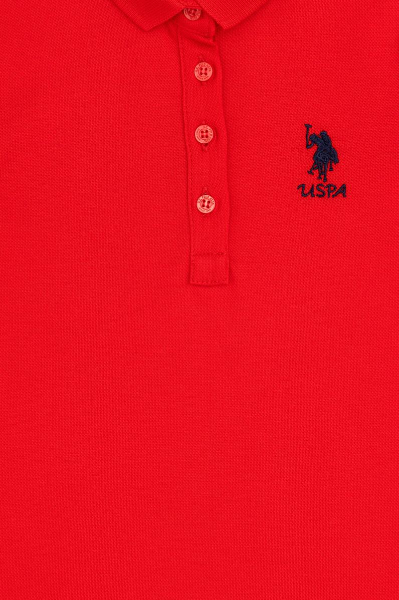 Kız Çocuk Kırmızı Polo Yaka Örme Elbise