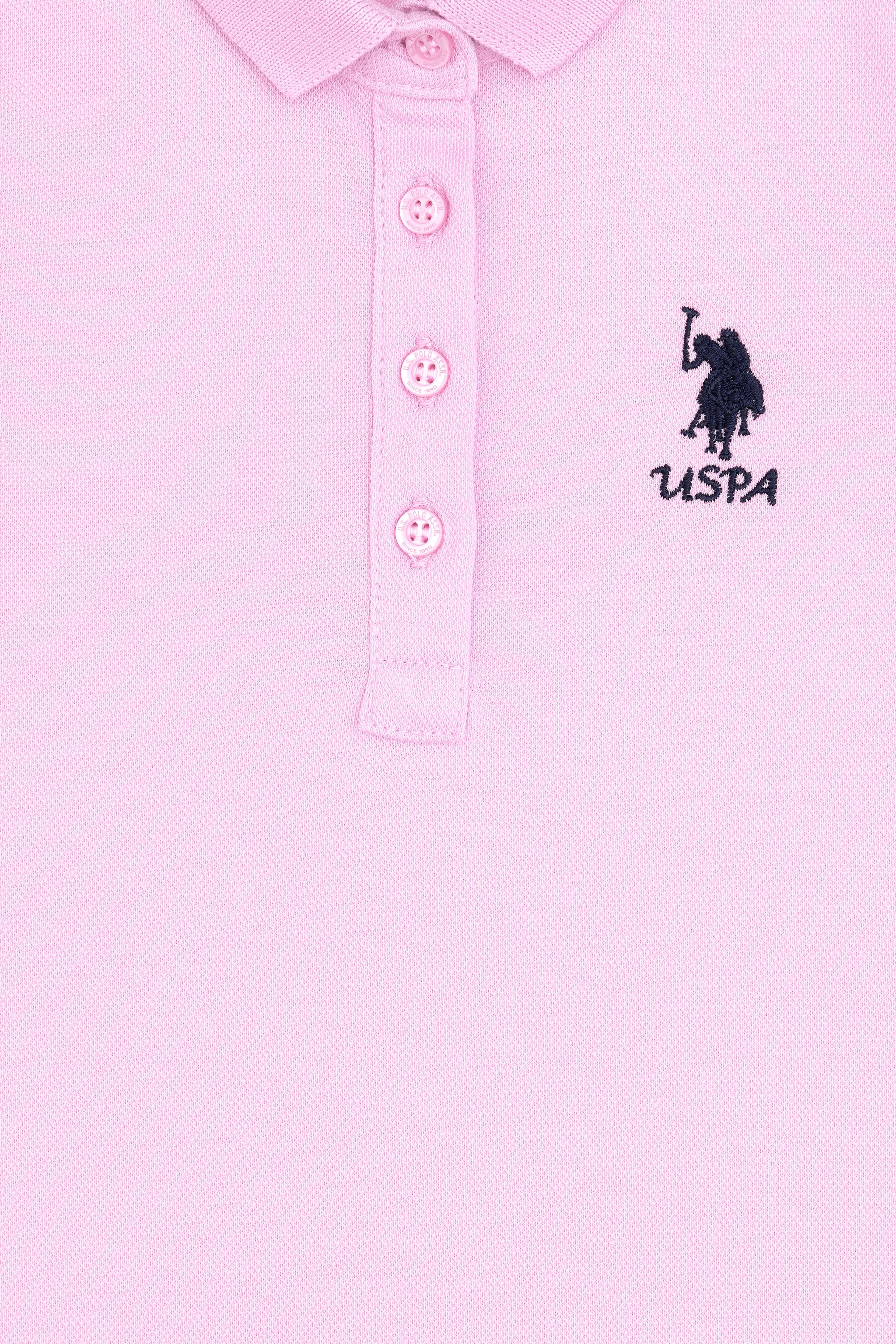 Kız Çocuk Pembe Polo Yaka Örme Elbise - Image 3