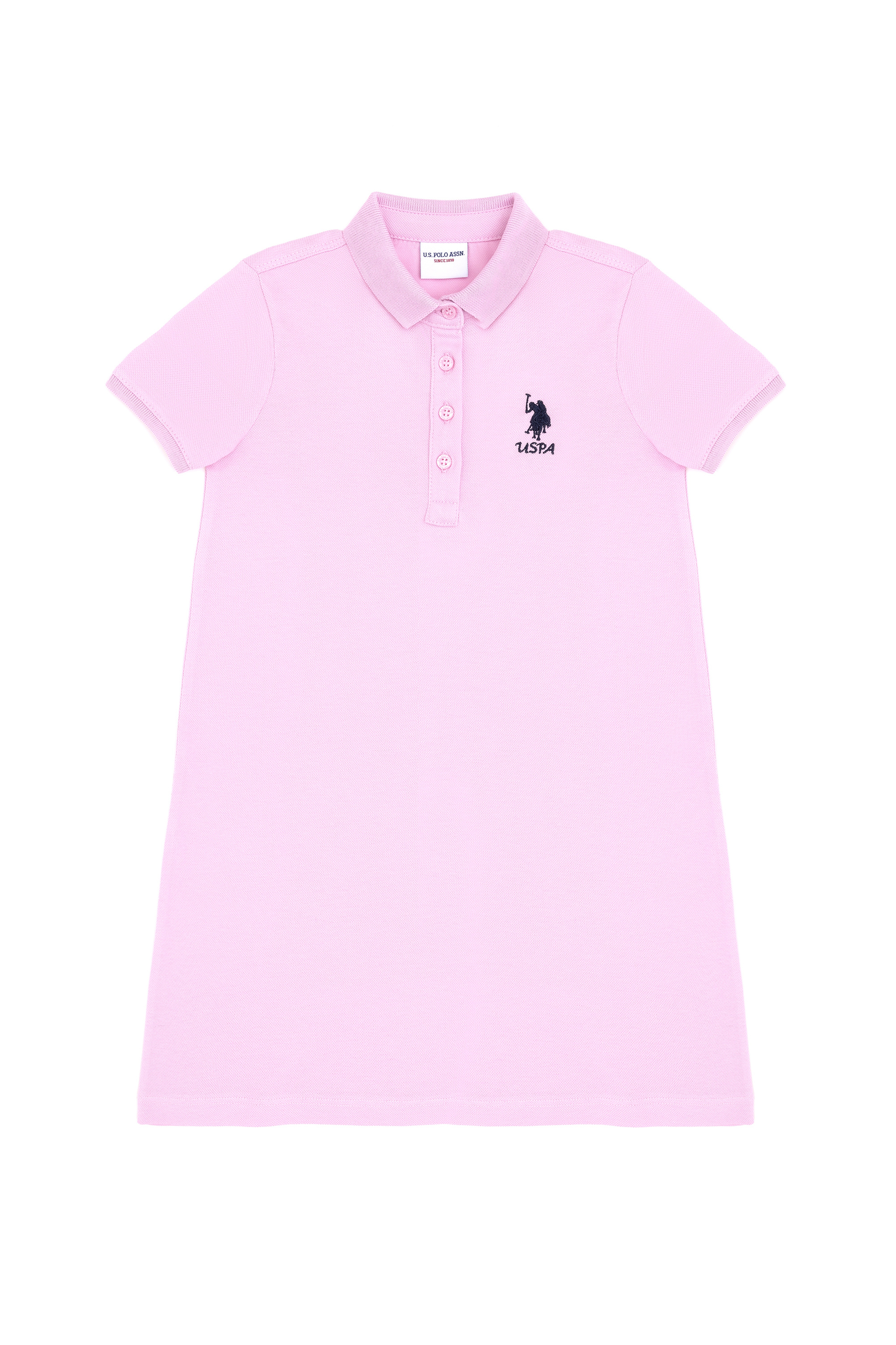 Kız Çocuk Pembe Polo Yaka Örme Elbise