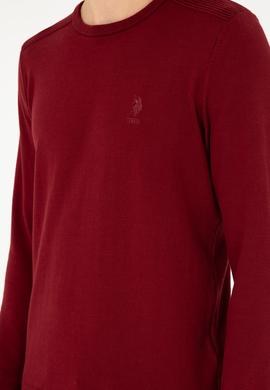 Erkek Slim Fit Bisiklet Yaka Bordo Basic Kazak - 50288888081