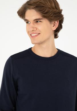 Erkek Slim Fit Bisiklet Yaka Lacivert Basic Kazak - 50288888072