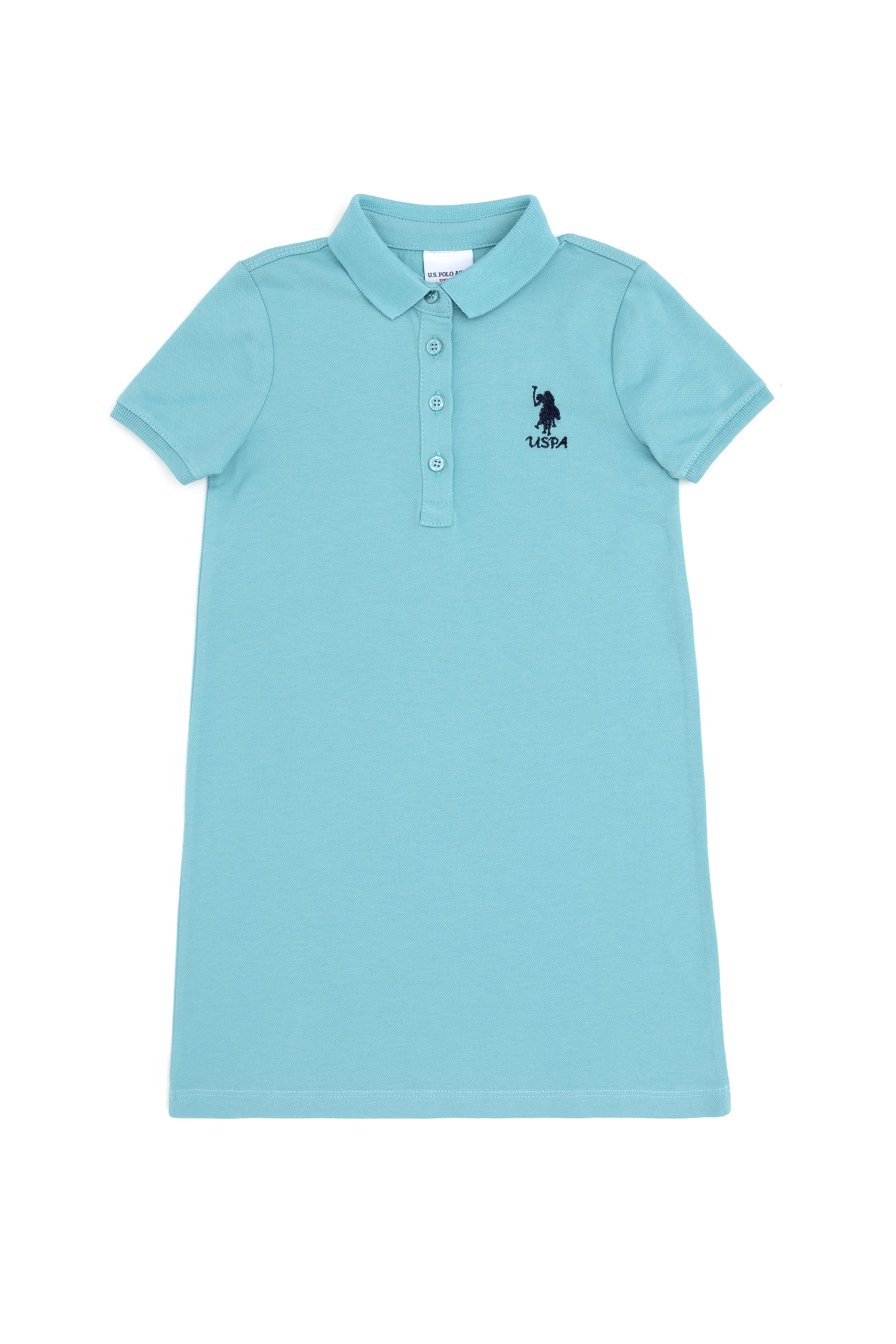 Kız Çocuk Mint Polo Yaka Örme Elbise