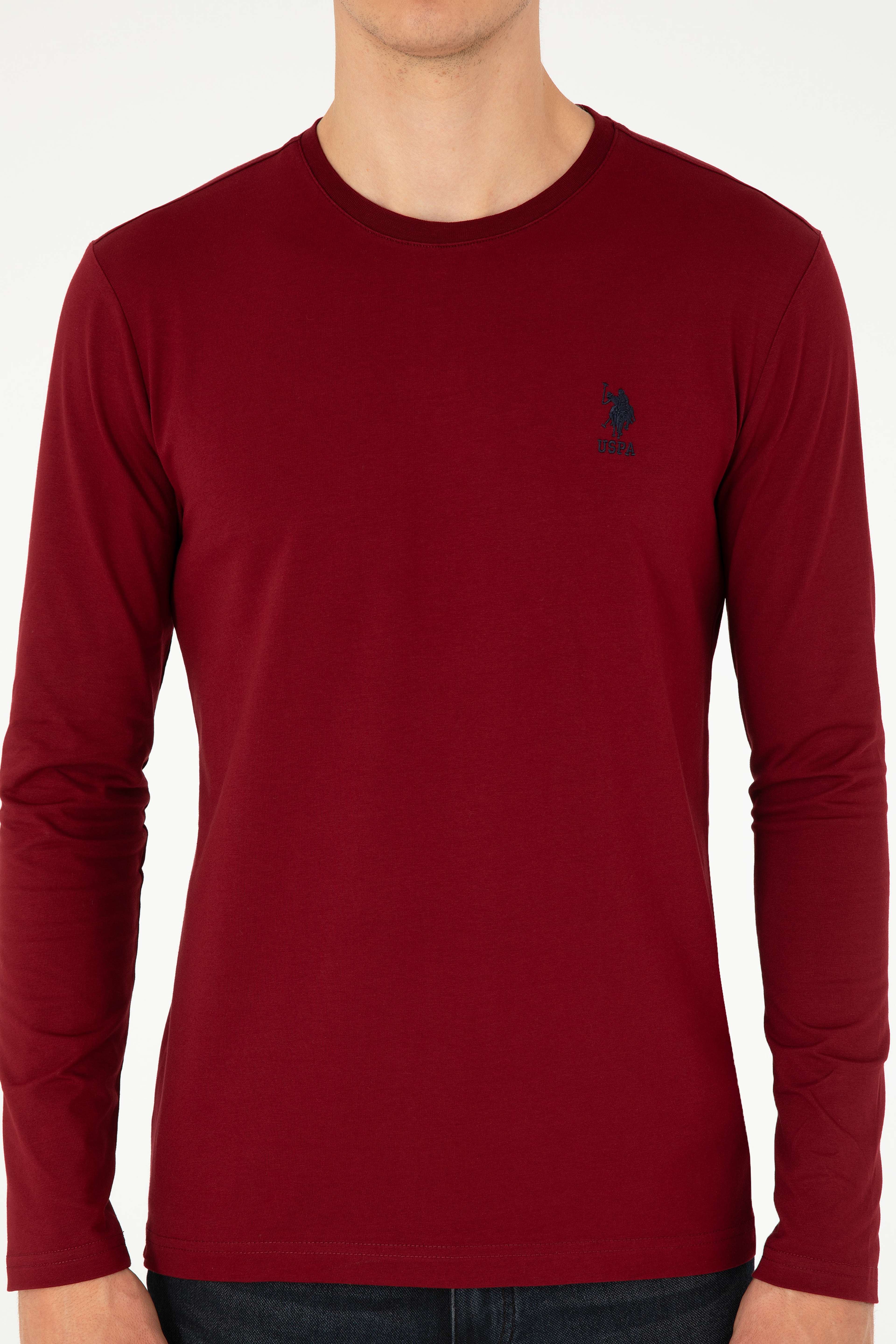 Erkek Bordo Basic Sweatshirt - Image 6