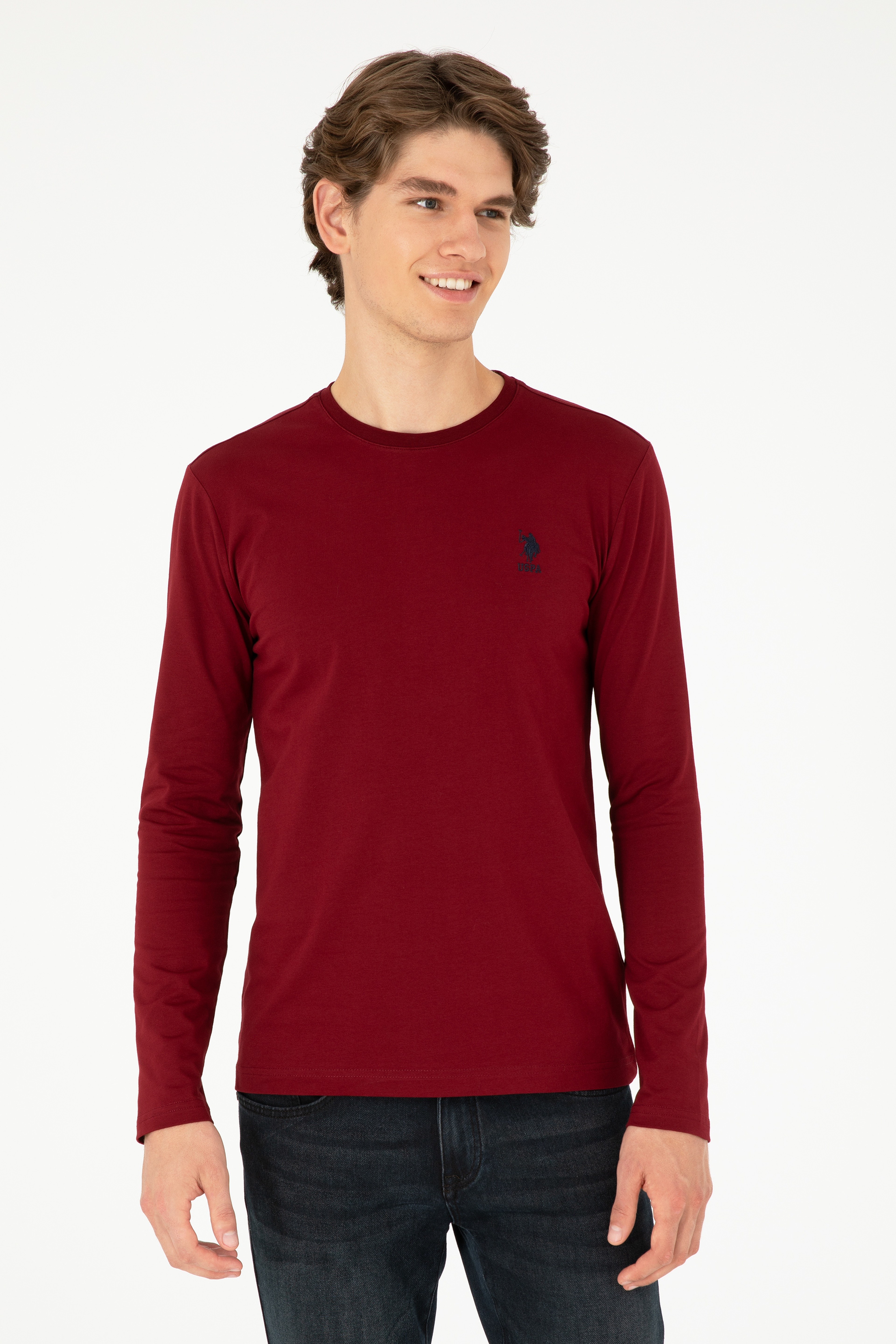 Erkek Bordo Basic Sweatshirt - Image 1