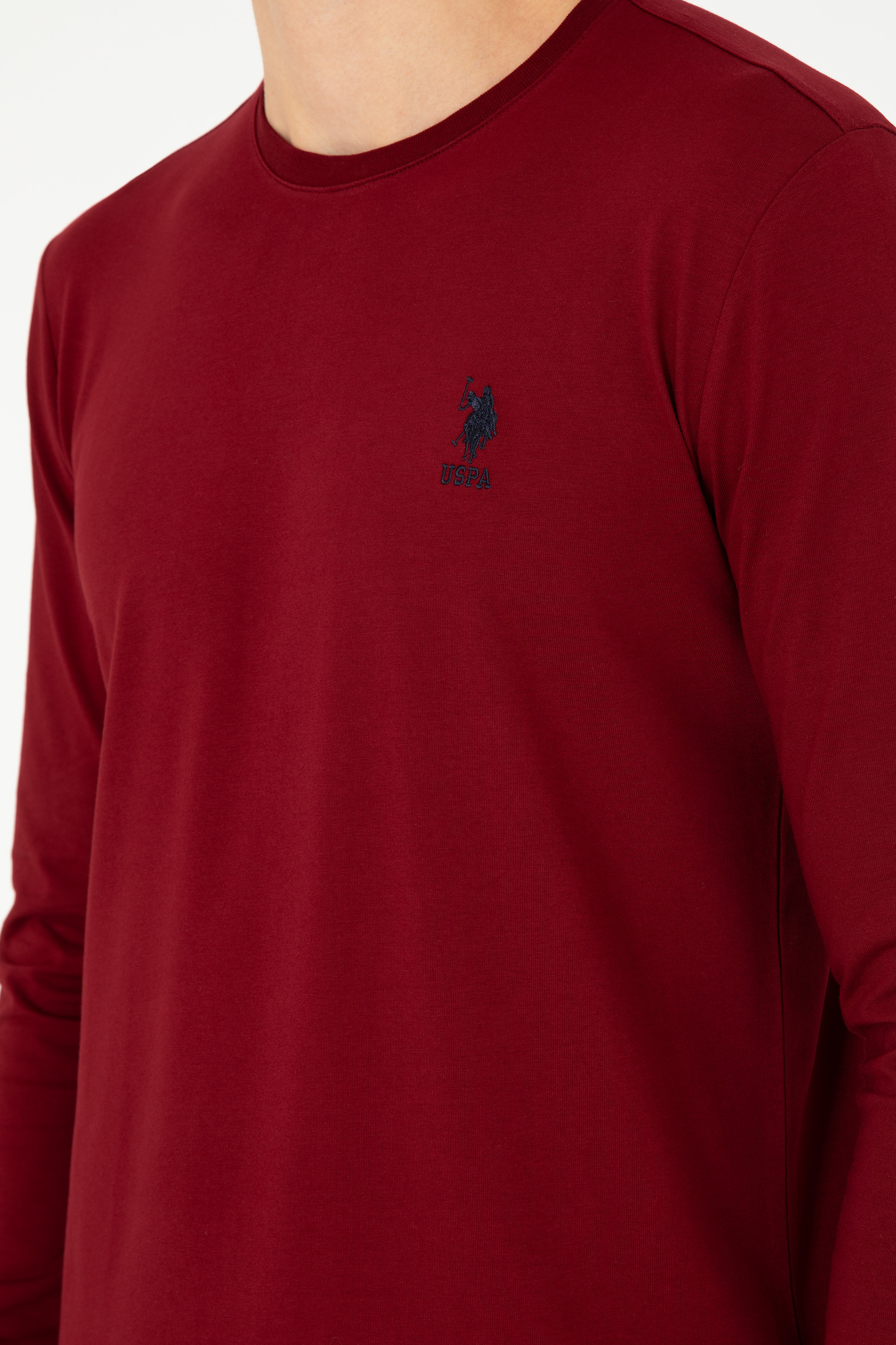 Erkek Bordo Basic Sweatshirt - Image 7