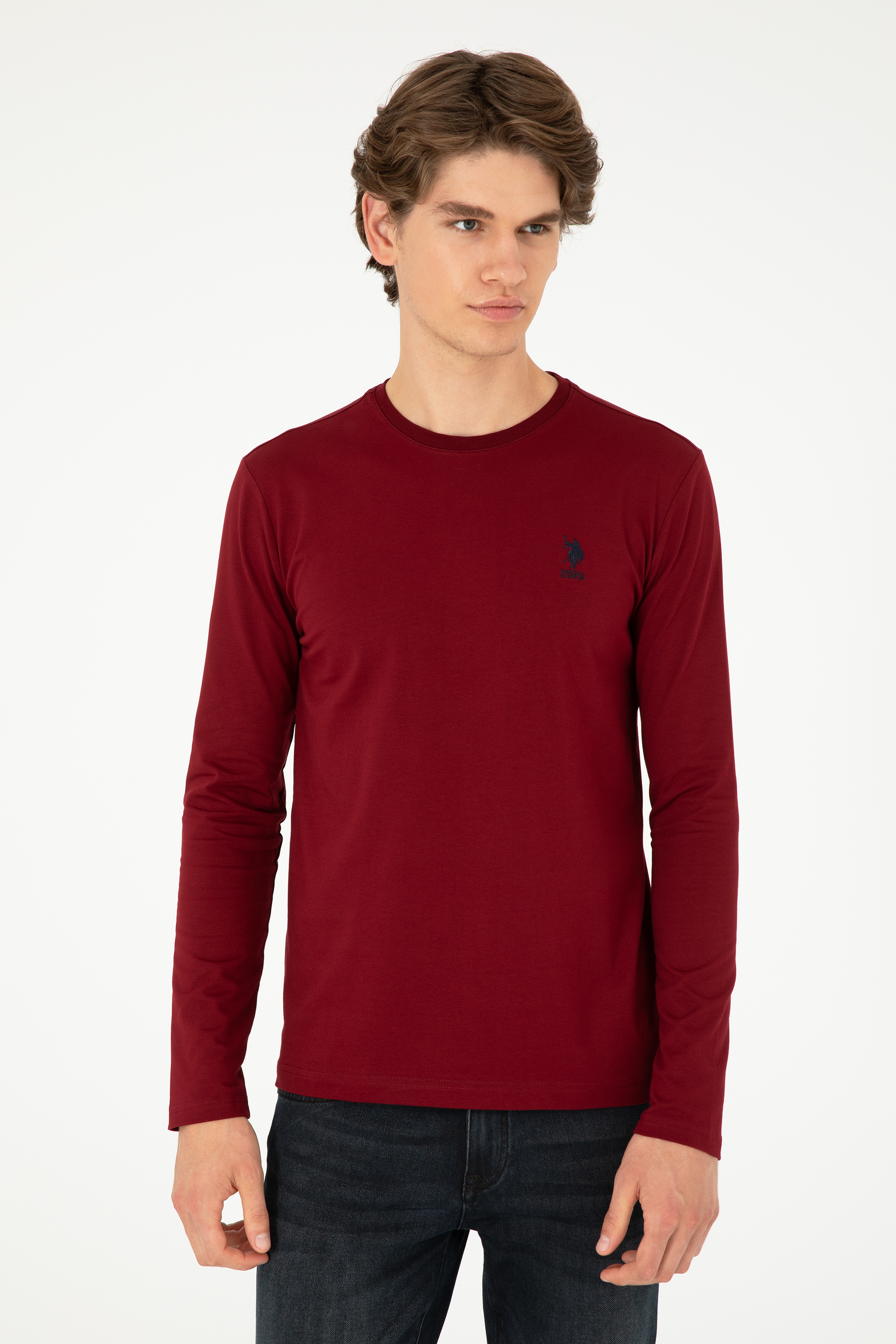 Erkek Bordo Basic Sweatshirt