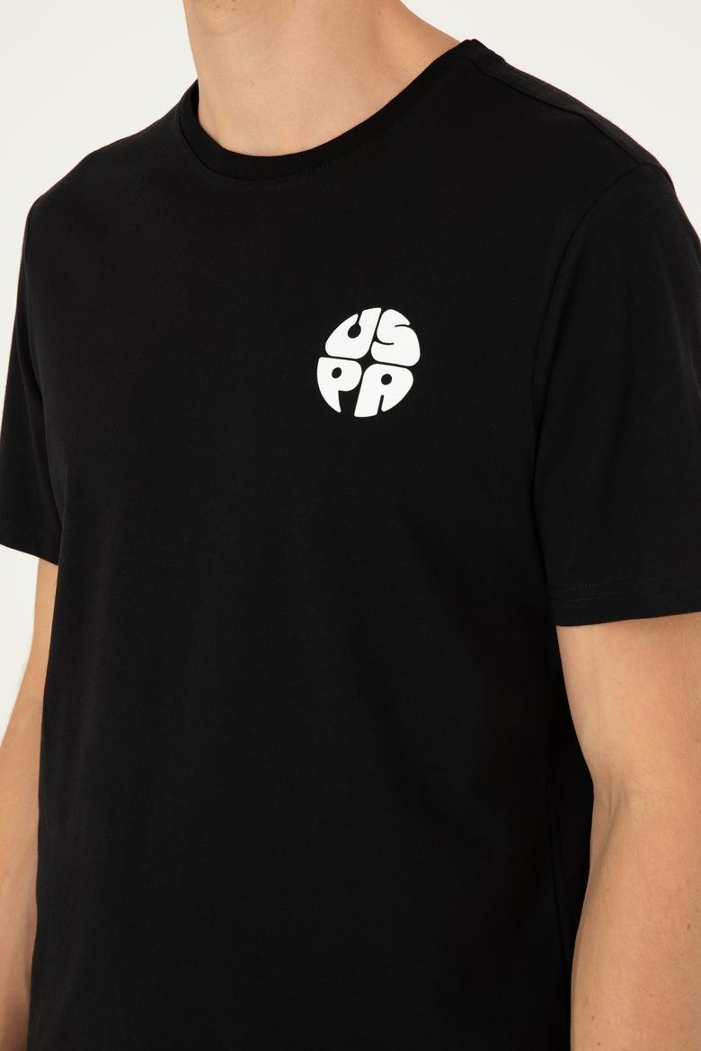 Erkek Regular Fit Bisiklet Yaka Siyah Tişört - 50287037031