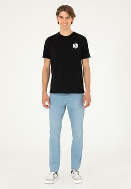 Erkek Regular Fit Bisiklet Yaka Siyah Tişört - 50287037031