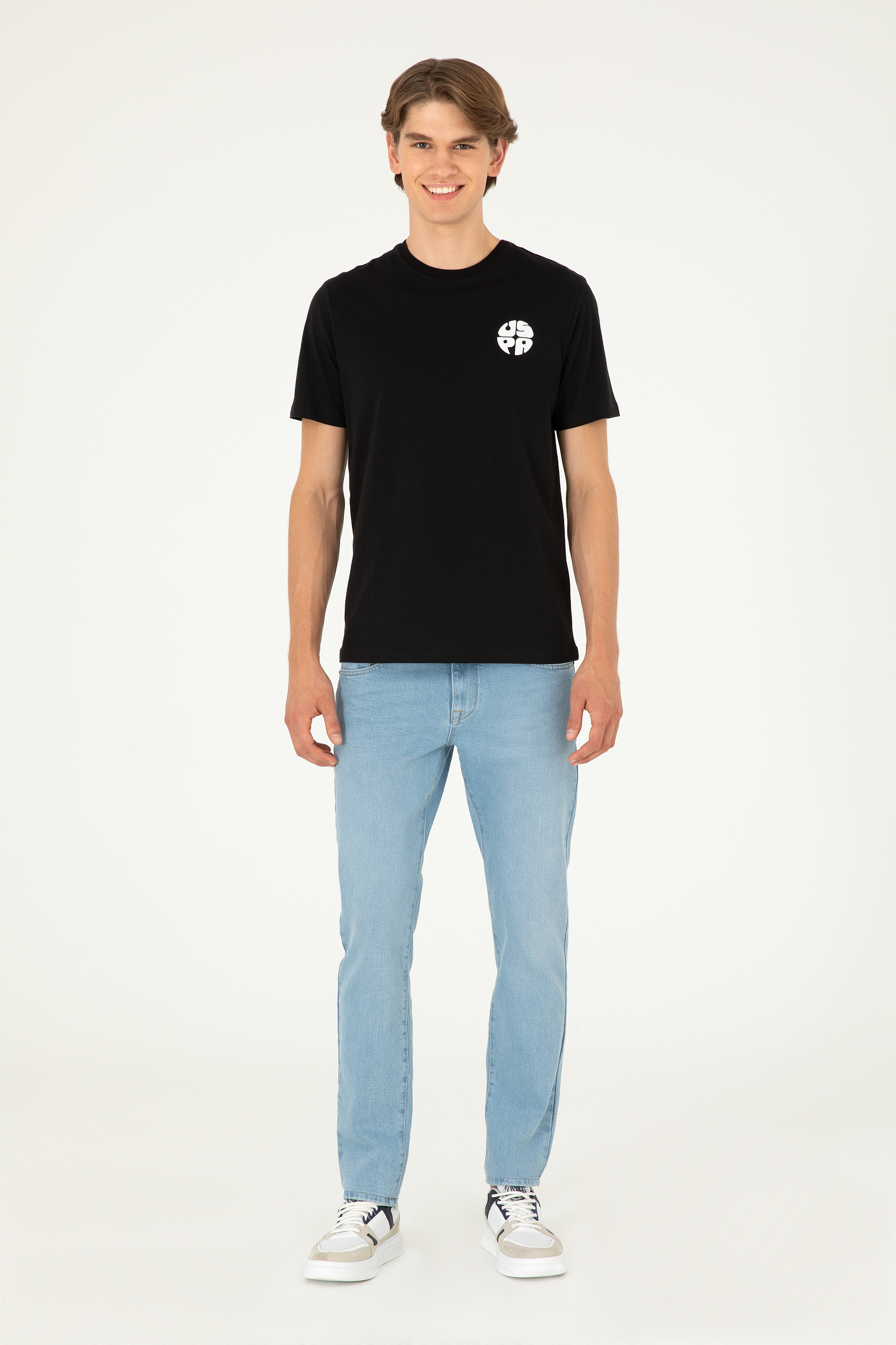 Erkek Regular Fit Bisiklet Yaka Siyah Tişört - Image 4