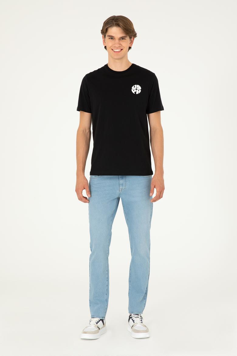 Erkek Regular Fit Bisiklet Yaka Siyah Tişört - 50287037031