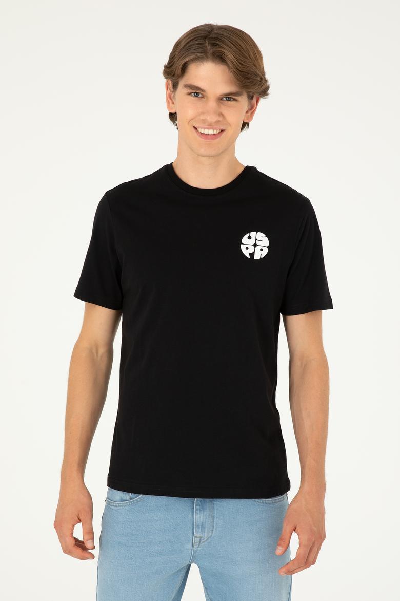 Erkek Regular Fit Bisiklet Yaka Siyah Tişört - 50287037031