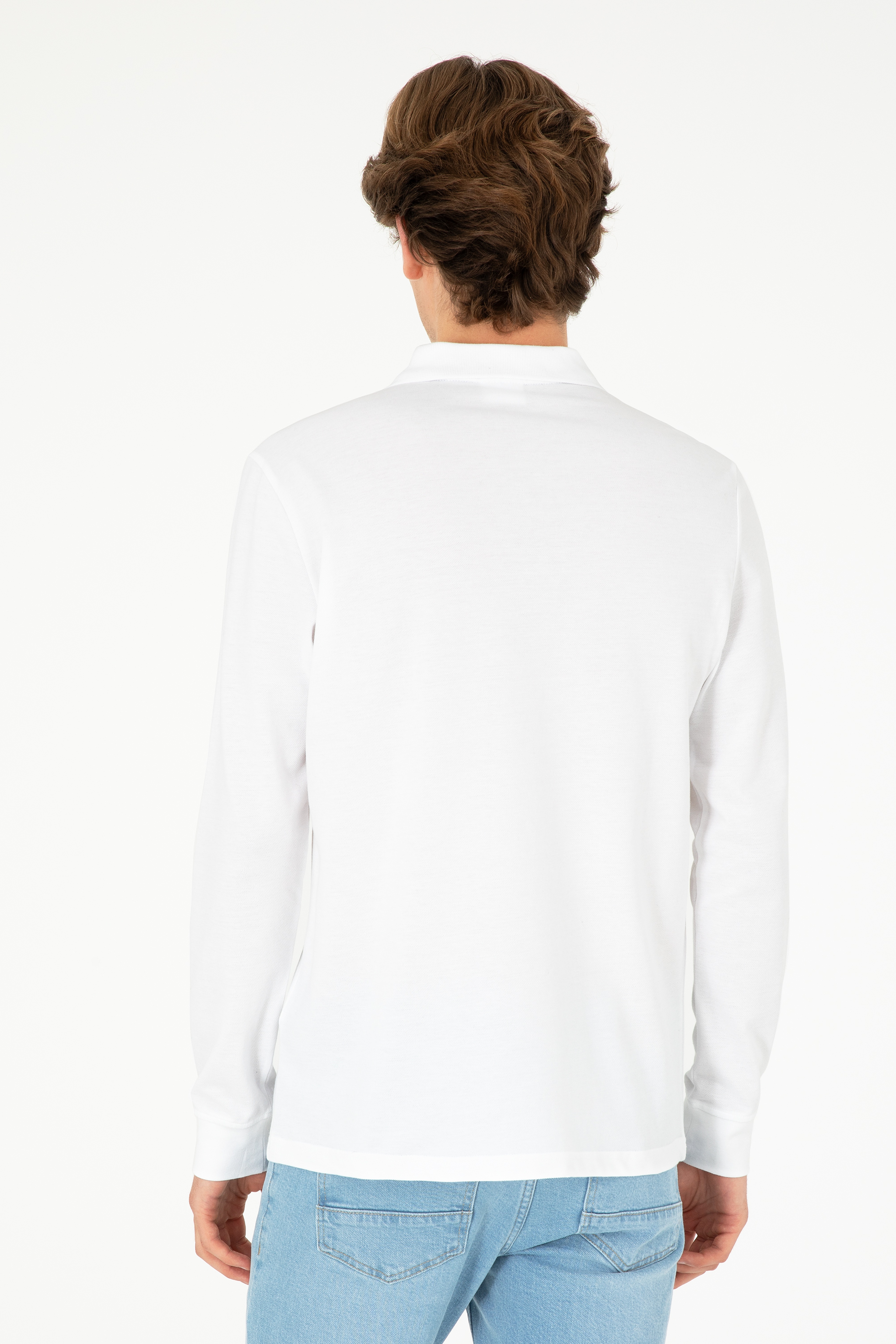 Erkek Beyaz Basic Sweatshirt