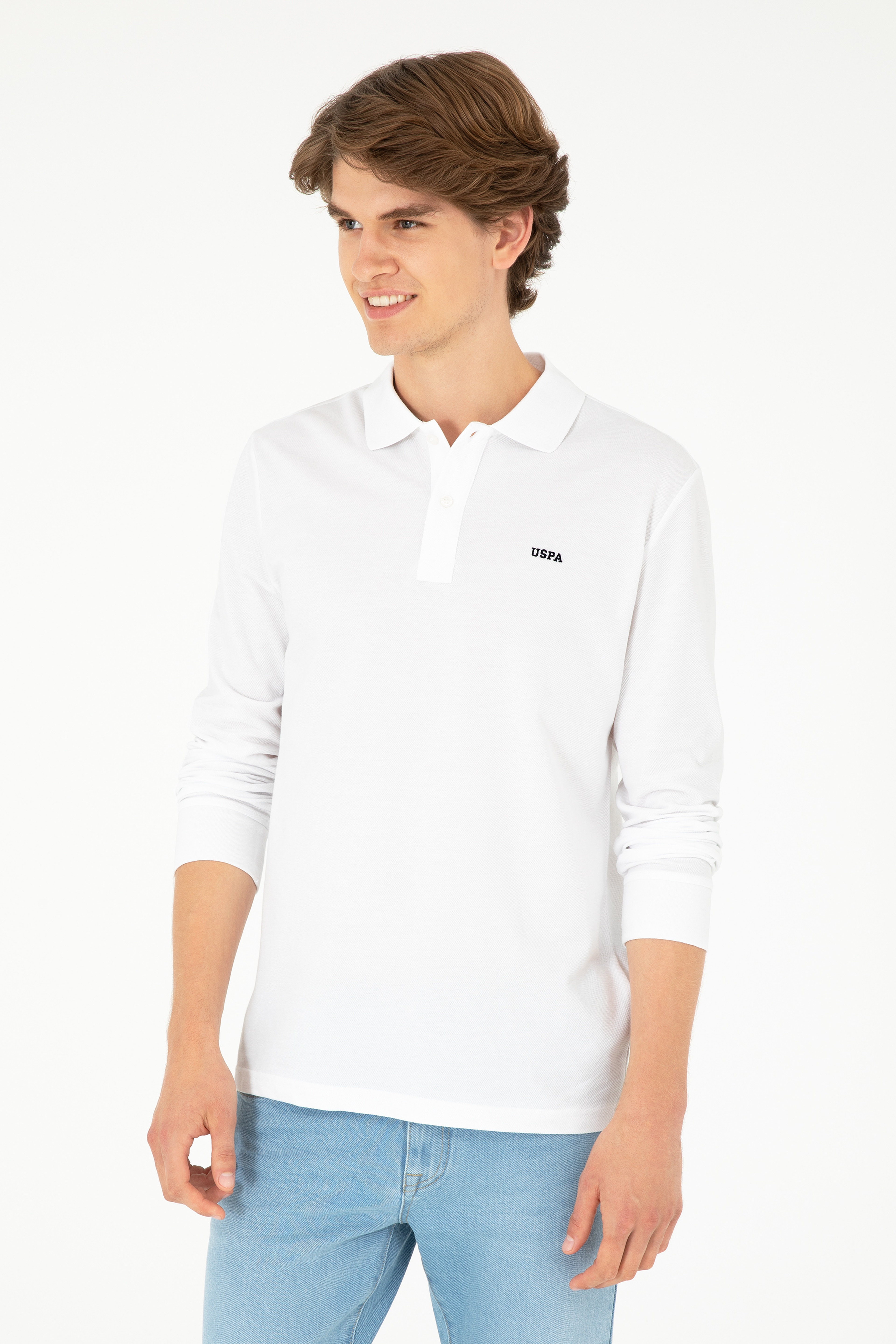 Erkek Beyaz Basic Sweatshirt - Image 3