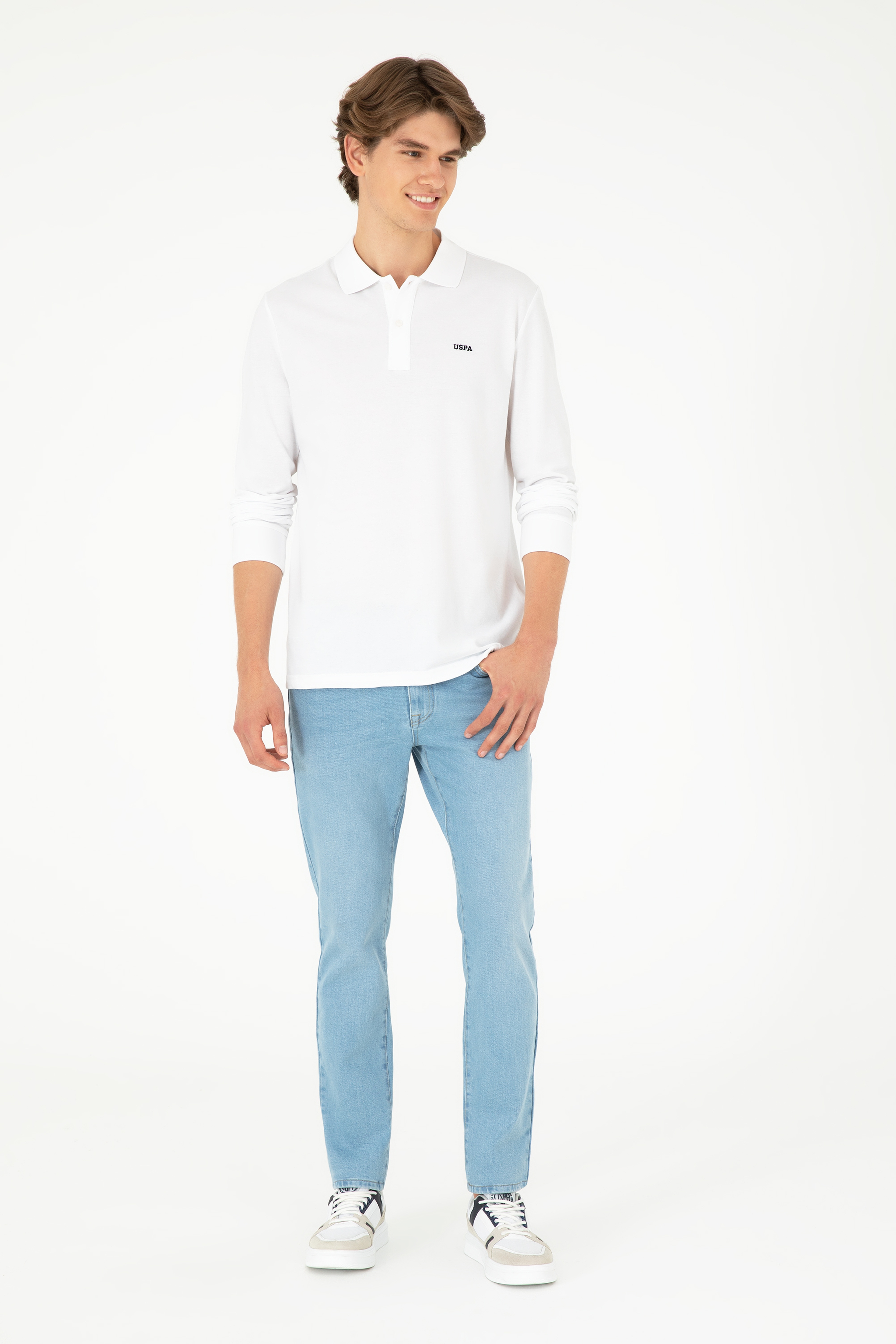 Erkek Beyaz Basic Sweatshirt