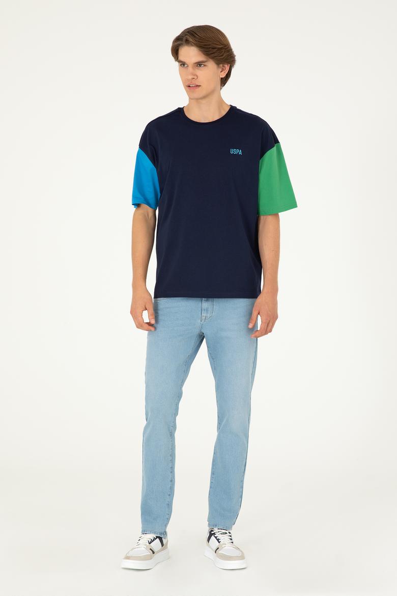 Erkek Comfort Fit Bisiklet Yaka Lacivert Tişört - 50287041056