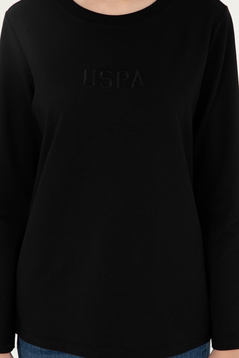 Kadın Siyah Bisiklet Yaka Sweatshirt - 50294752013