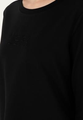 Kadın Siyah Bisiklet Yaka Sweatshirt - 50294752013