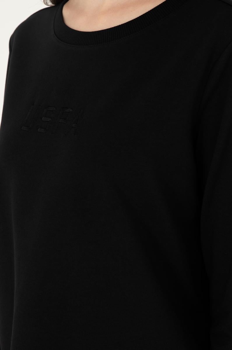 Kadın Siyah Bisiklet Yaka Sweatshirt