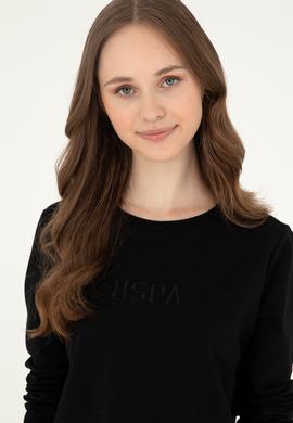 Kadın Siyah Bisiklet Yaka Sweatshirt - 50294752013