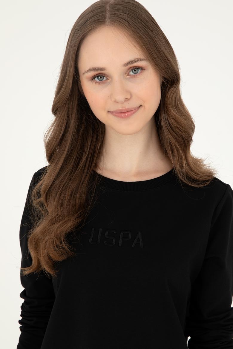 Kadın Siyah Bisiklet Yaka Sweatshirt - 50294752013