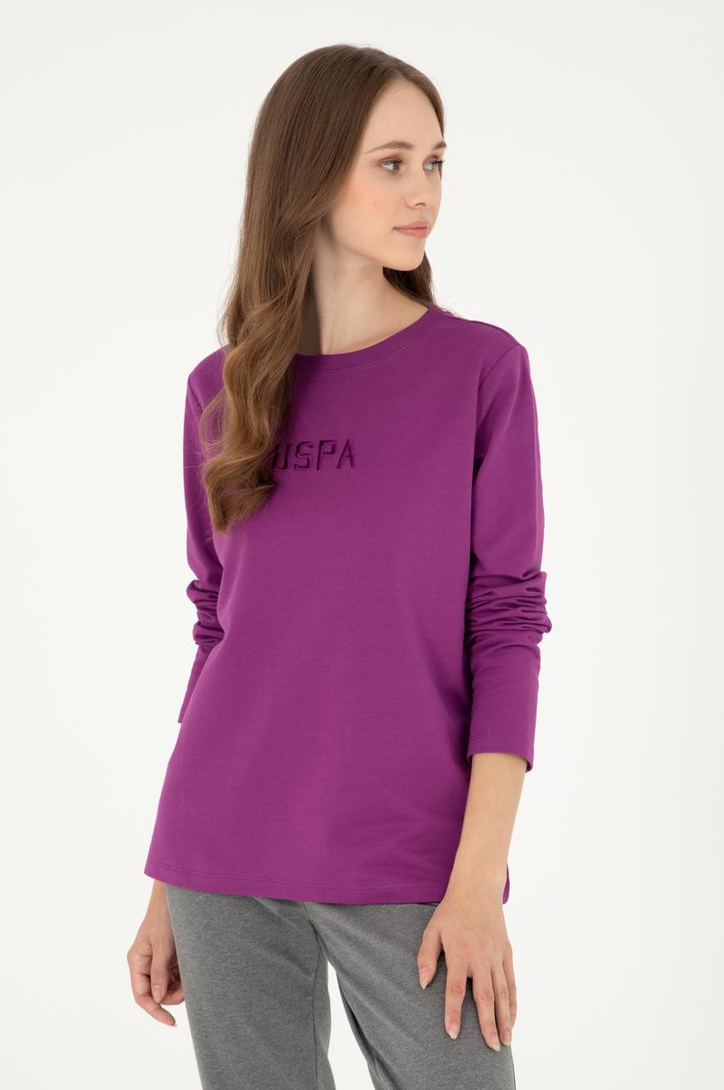 Kadın Menekşe Bisiklet Yaka Sweatshirt