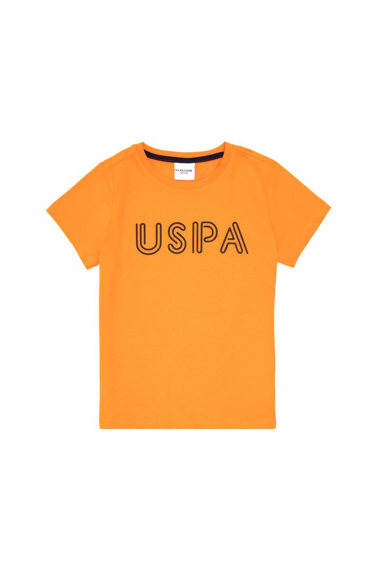 Erkek Çocuk Turuncu Basic Bisiklet Yaka Tişört