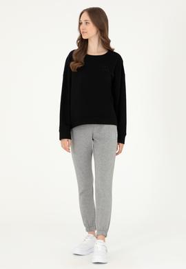 Kadın Siyah Basic Bisiklet Yaka Sweatshirt - 50296919016