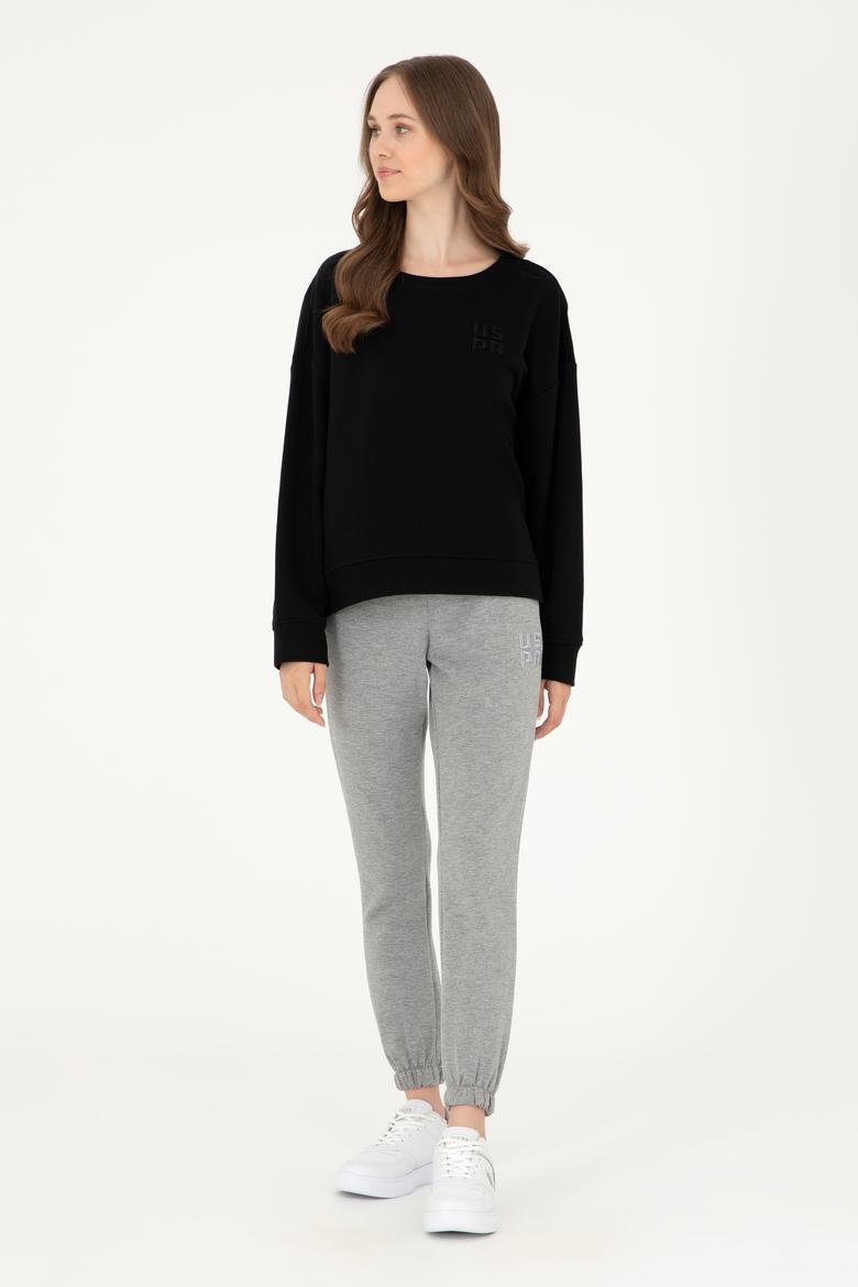 Kadın Siyah Basic Bisiklet Yaka Sweatshirt - 50296919016