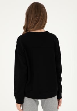 Kadın Siyah Basic Bisiklet Yaka Sweatshirt - 50296919016