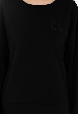 Kadın Siyah Basic Bisiklet Yaka Sweatshirt - 50296919016