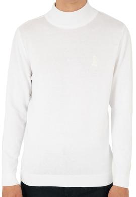 Erkek Slim Fit Yarım Boğazlı Beyaz Basic Kazak - 50288887015