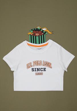 Erkek Çocuk Beyaz Bisiklet Yaka Tişört - 50295397008