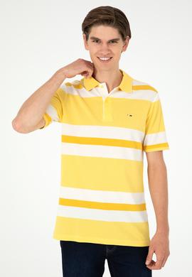 Erkek Regular Fit Polo Yaka Sarı Tişört - 50282026031