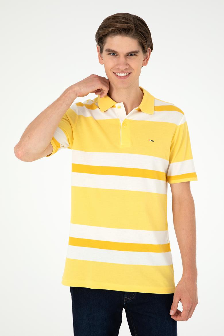 Erkek Regular Fit Polo Yaka Sarı Tişört - 50282026031