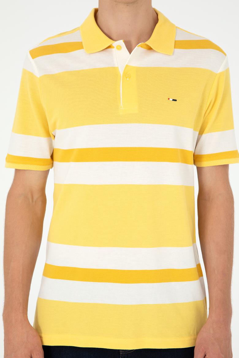 Erkek Regular Fit Polo Yaka Sarı Tişört - 50282026031