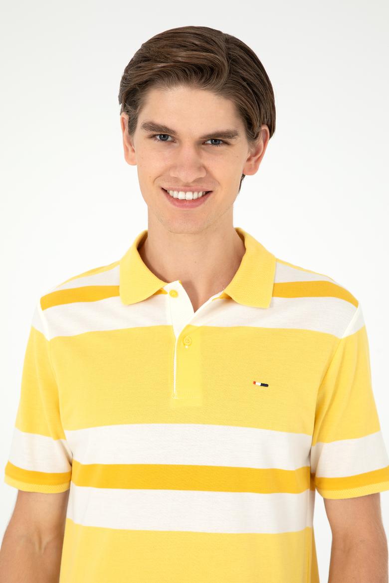 Erkek Regular Fit Polo Yaka Sarı Tişört - 50282026031